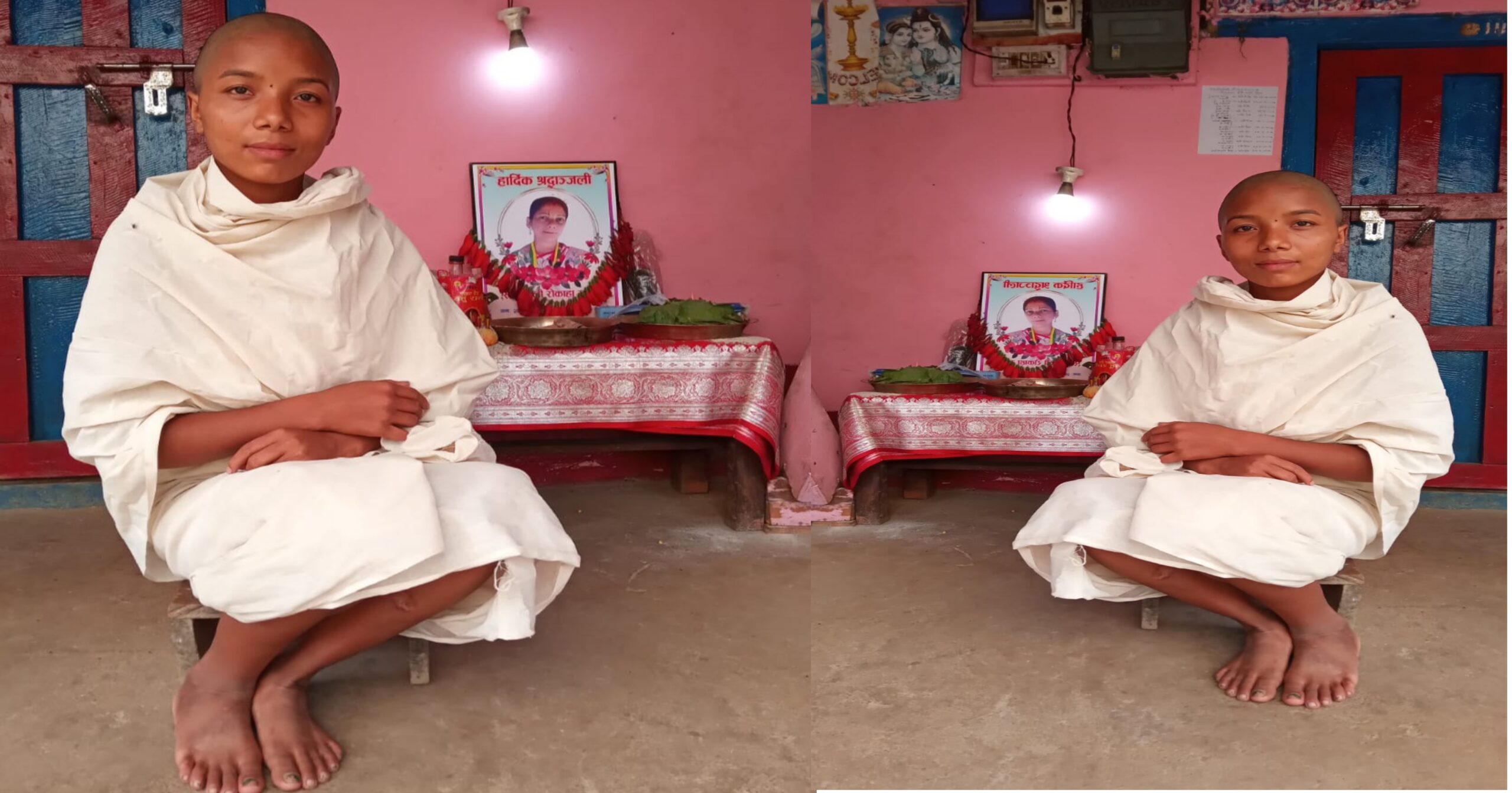 गुल्मीमा आमाको काजकिरिया गर्दै २० बर्षीय छोरी